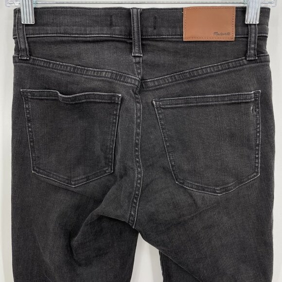 MADEWELL 9" High Rise Skinny Distressed Knee Raw Hem Black Jeans H2230 Size 25 - Picture 9 of 12